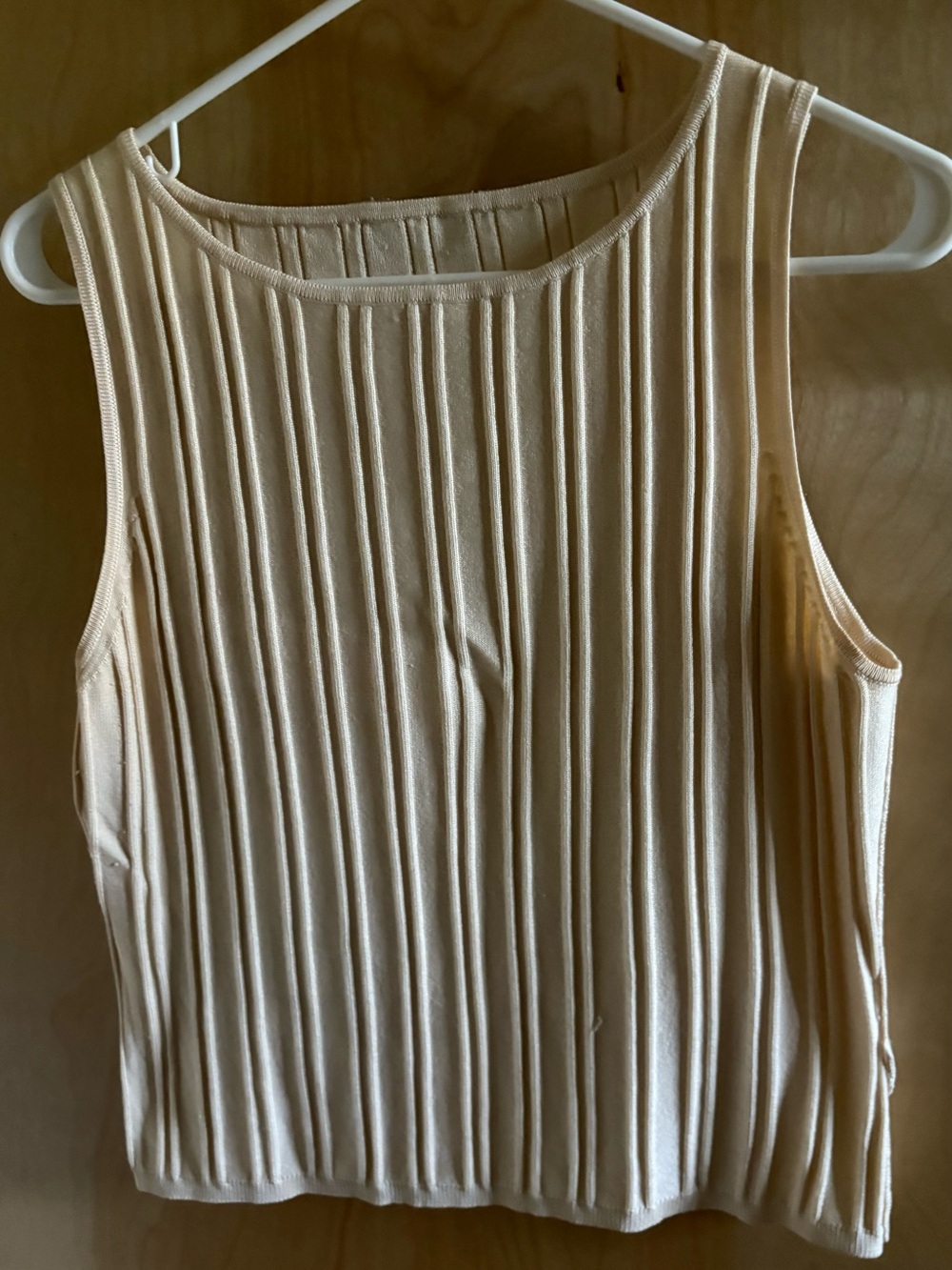 Ann Taylor Cream Ribbed Tank Top - Picture 3 of 5